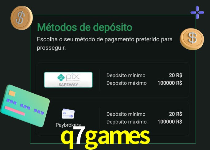 O cassino q7games oferece uma grande variedade de métodos de pagamento